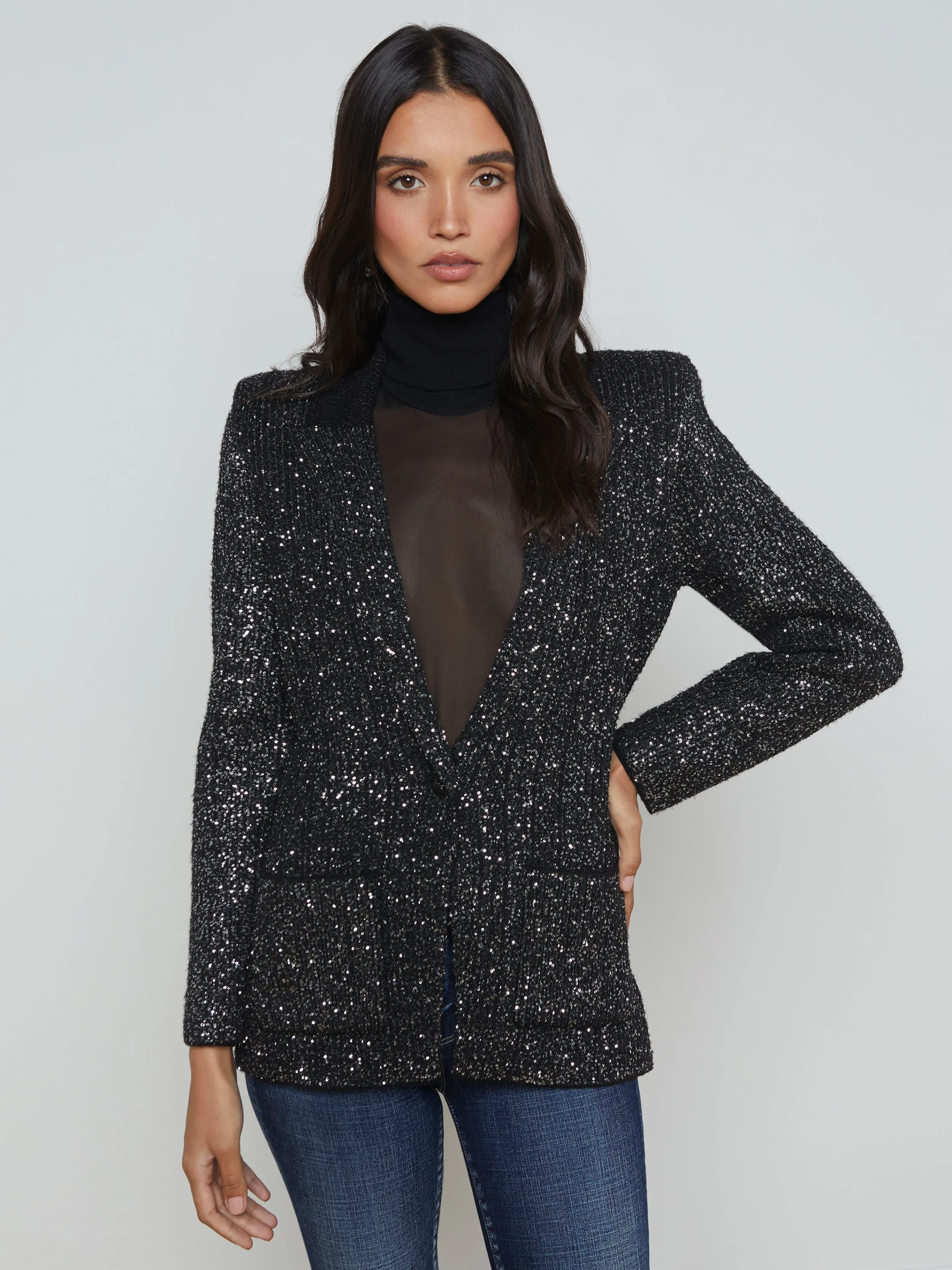 L'AGENCE BLAZER EN TRICOT À SEQUINS LEONORA- Blazers Et Vestes