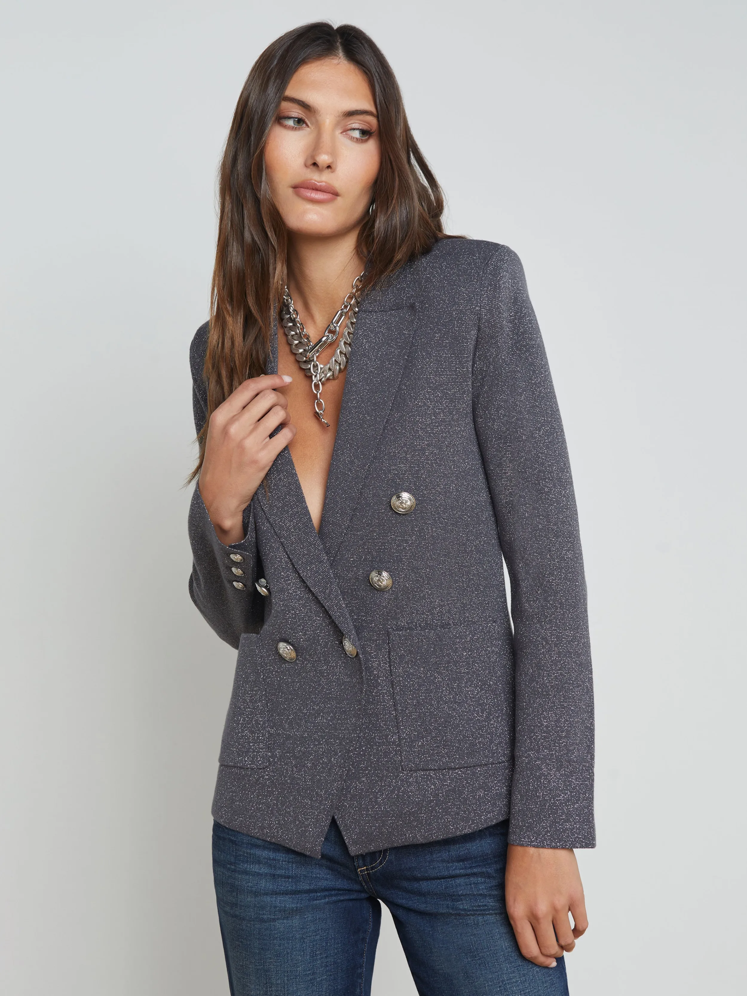 L'AGENCE BLAZER EN TRICOT MÉTALLISÉ KENZIE- Maille | Blazers Et Vestes