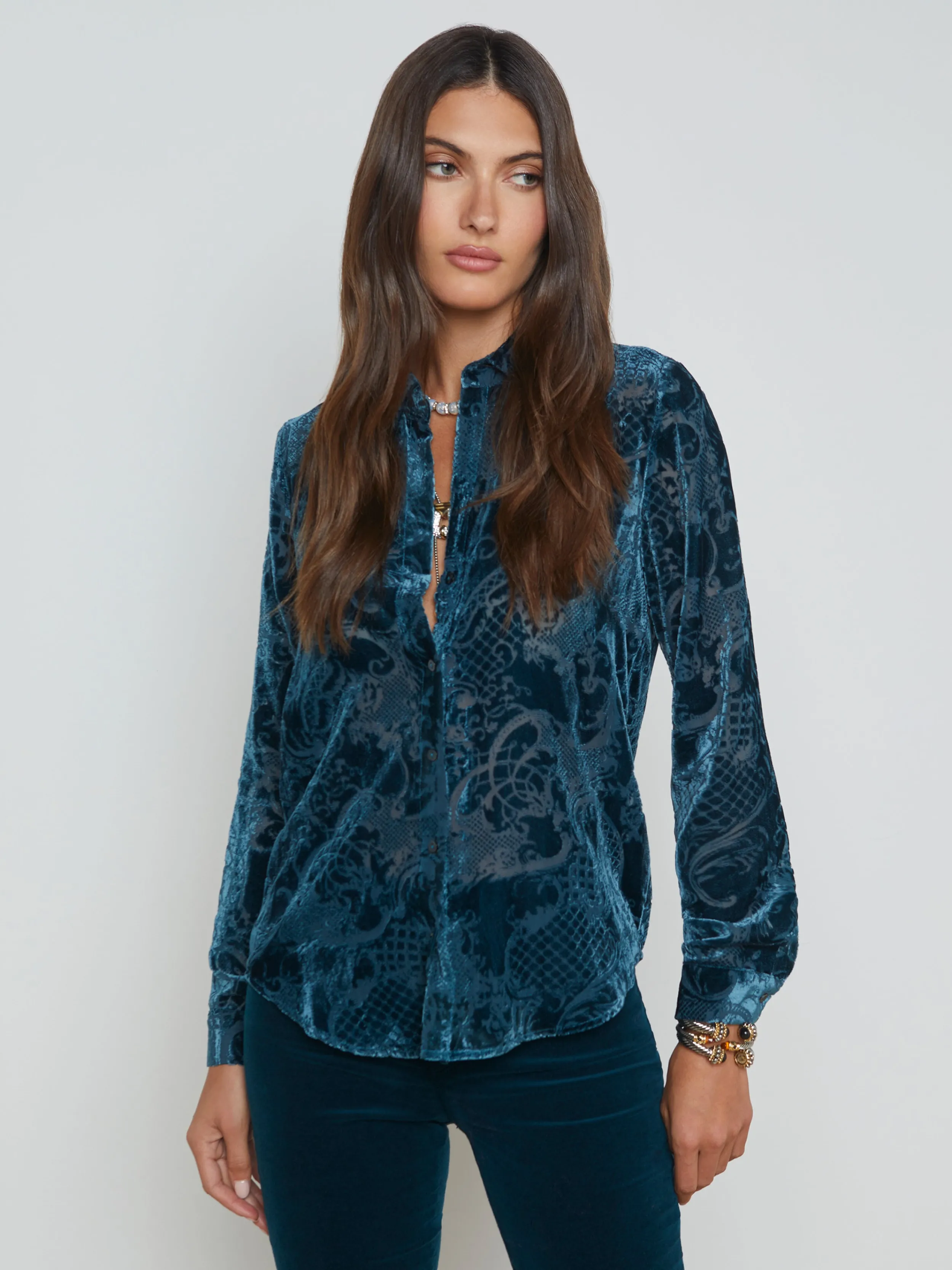 L'AGENCE BLOUSE LAURENT EN VELOURS- Chemisiers Et Hauts