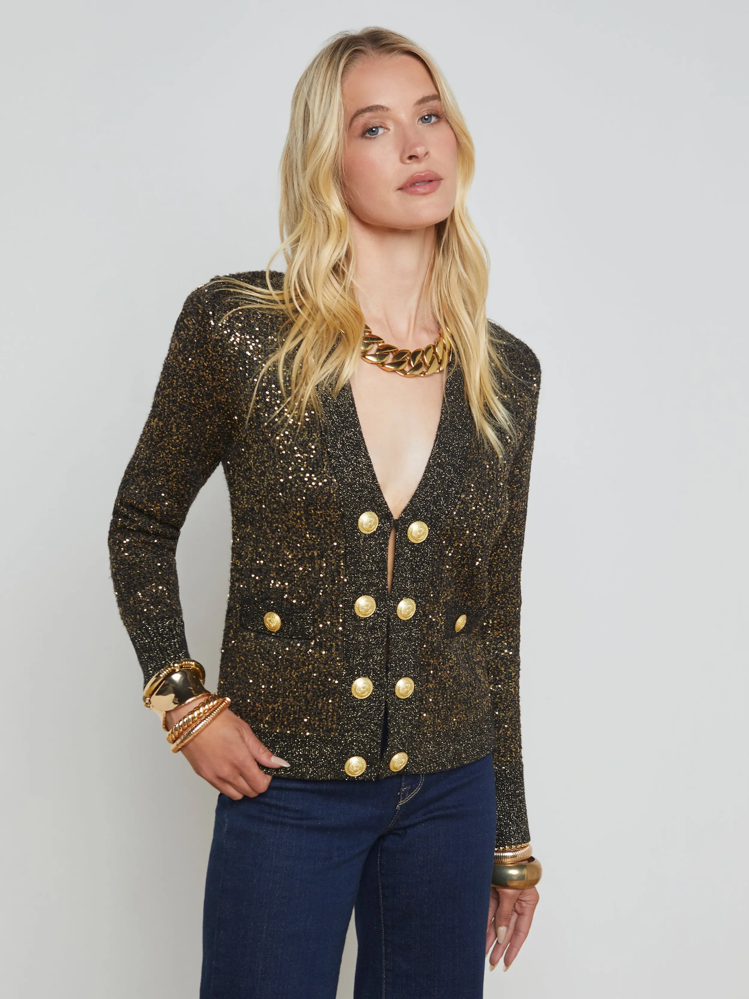 L'AGENCE CARDIGAN À SEQUINS JINNY- Chemisiers Et Hauts | Maille