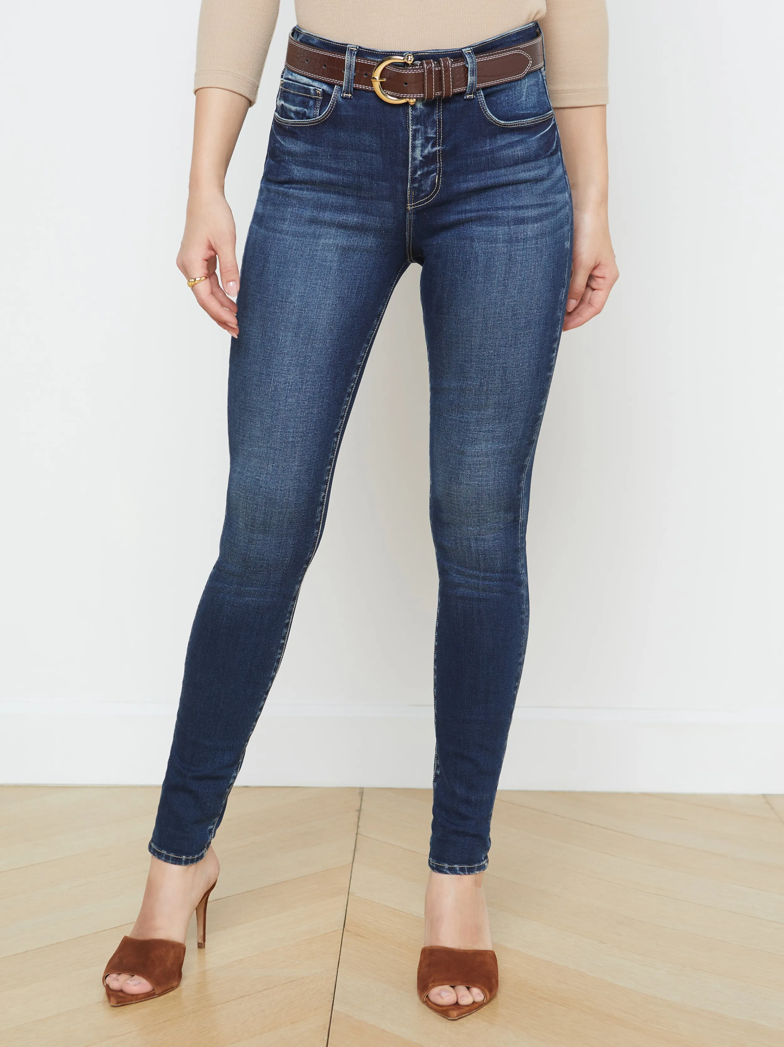 L'AGENCE JEAN SKINNY MARGUERITE- Denim Vieilli | Essentiels