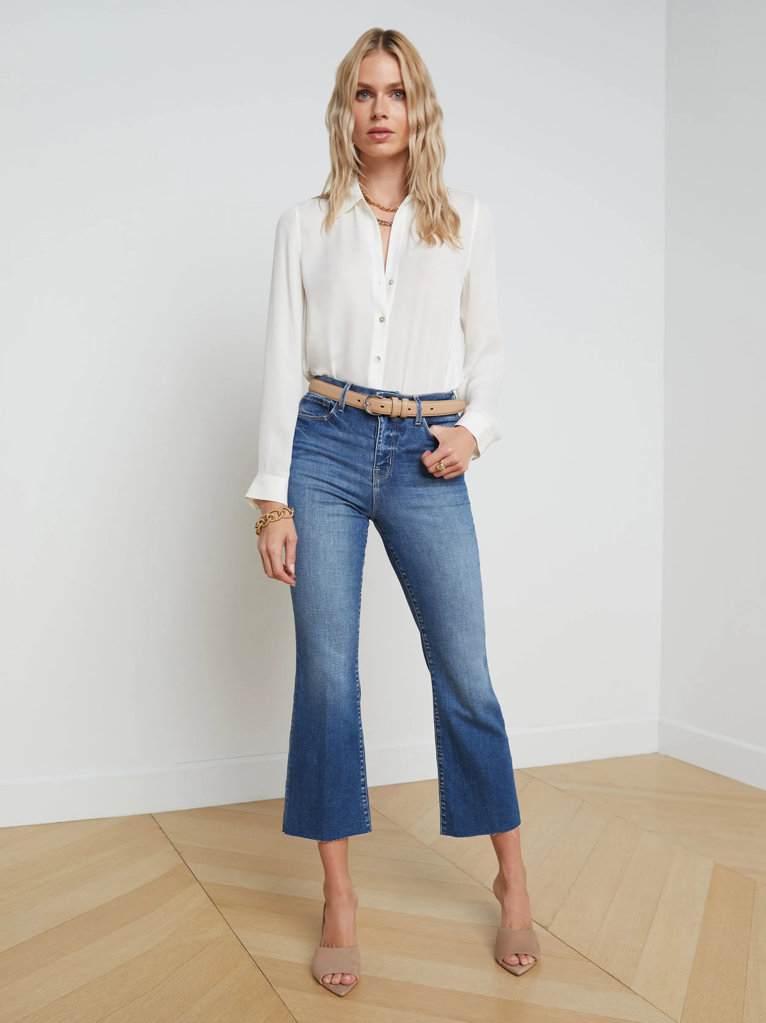 L'AGENCE JEAN ÉVASÉ COURT KENDRA- Denim Vieilli | Essentiels