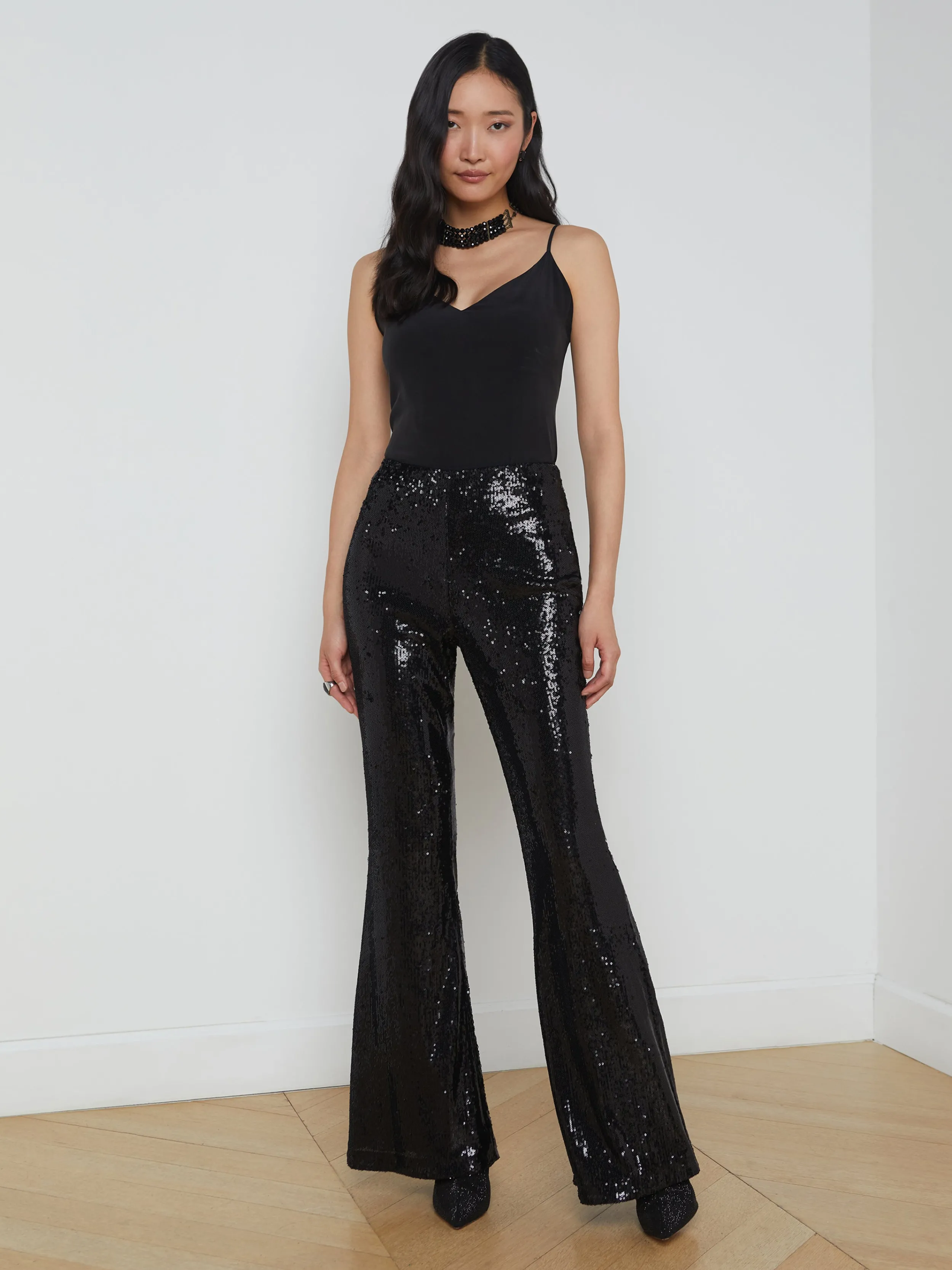 L'AGENCE PANTALON EN SEQUINS HONOR, NOIR- Ensembles Assortis | Pantalons