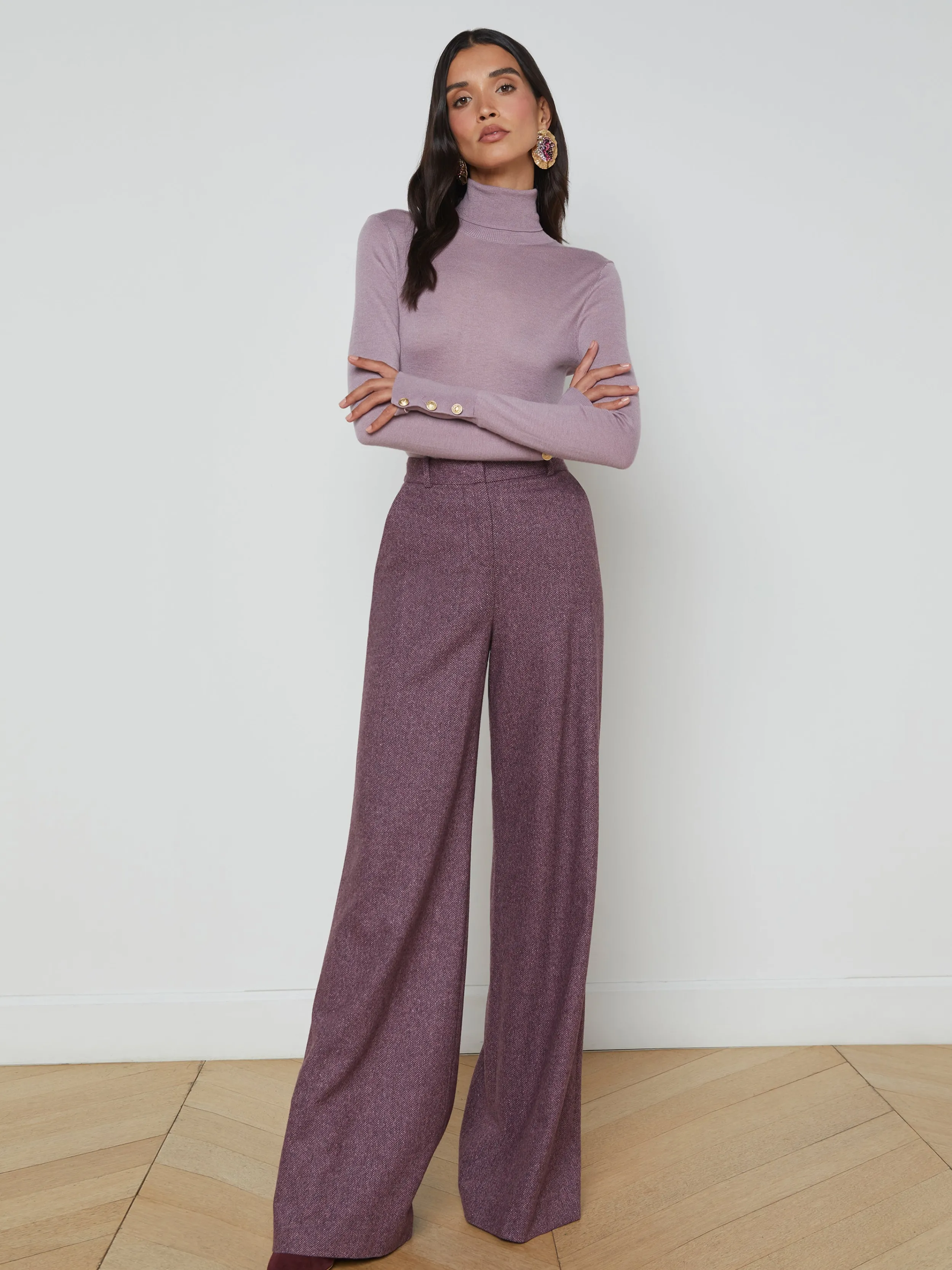 L'AGENCE PANTALON LARGE EN LAINE PILAR- Ensembles Assortis | Pantalons